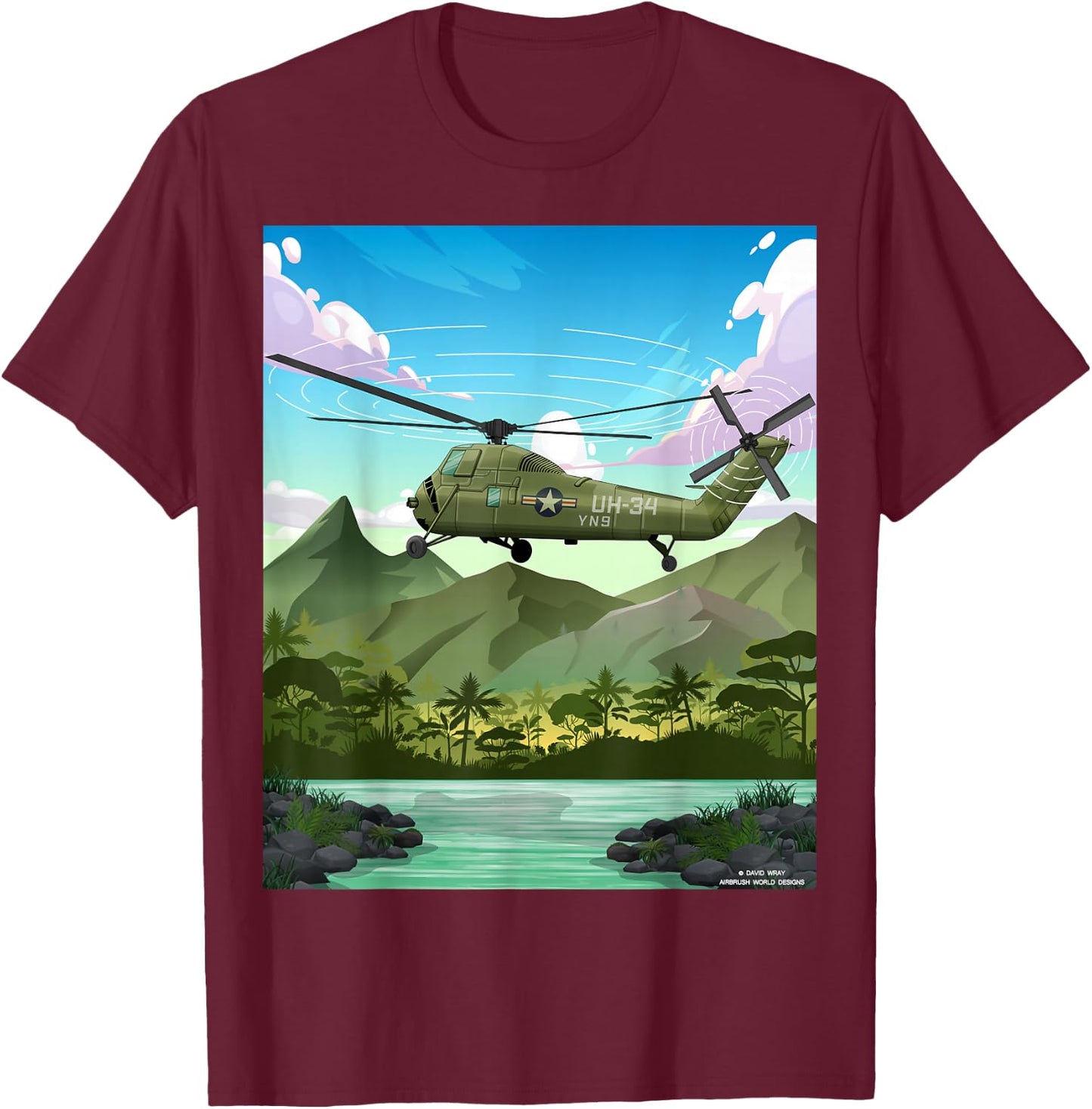 Vietnam War Military Helicopter Armed Forces Veterans Gift T-Shirt - T-Shirt | Maroon