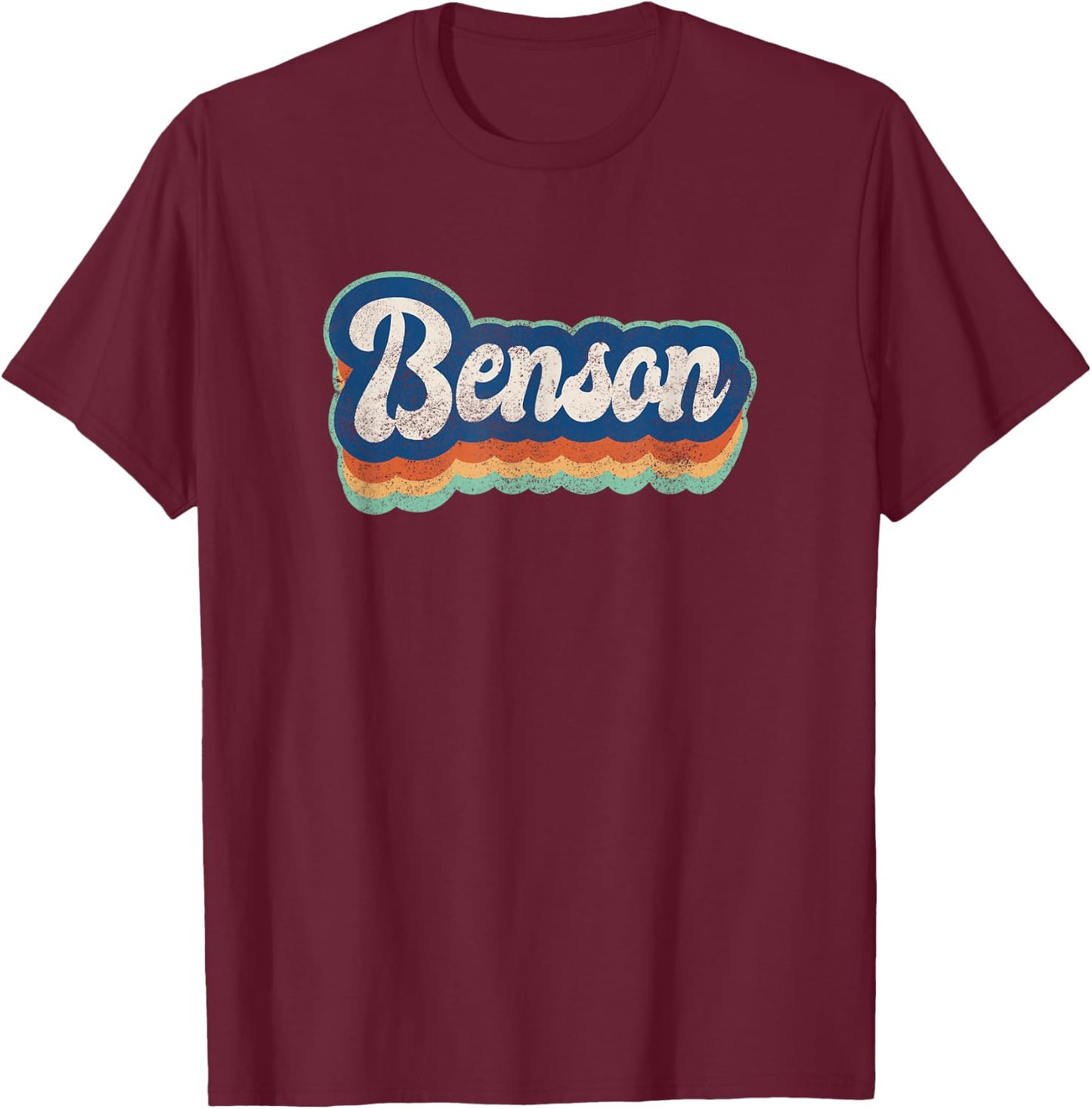 Benson First Name Boy Vintage Style 70s 80s Personalized T-Shirt - T-Shirt | Maroon