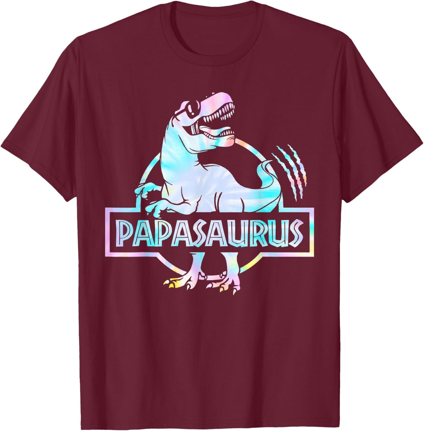 Papasaurus T Rex Dinosaur Papa Saurus Family Matching T-Shirt - T-Shirt | Maroon