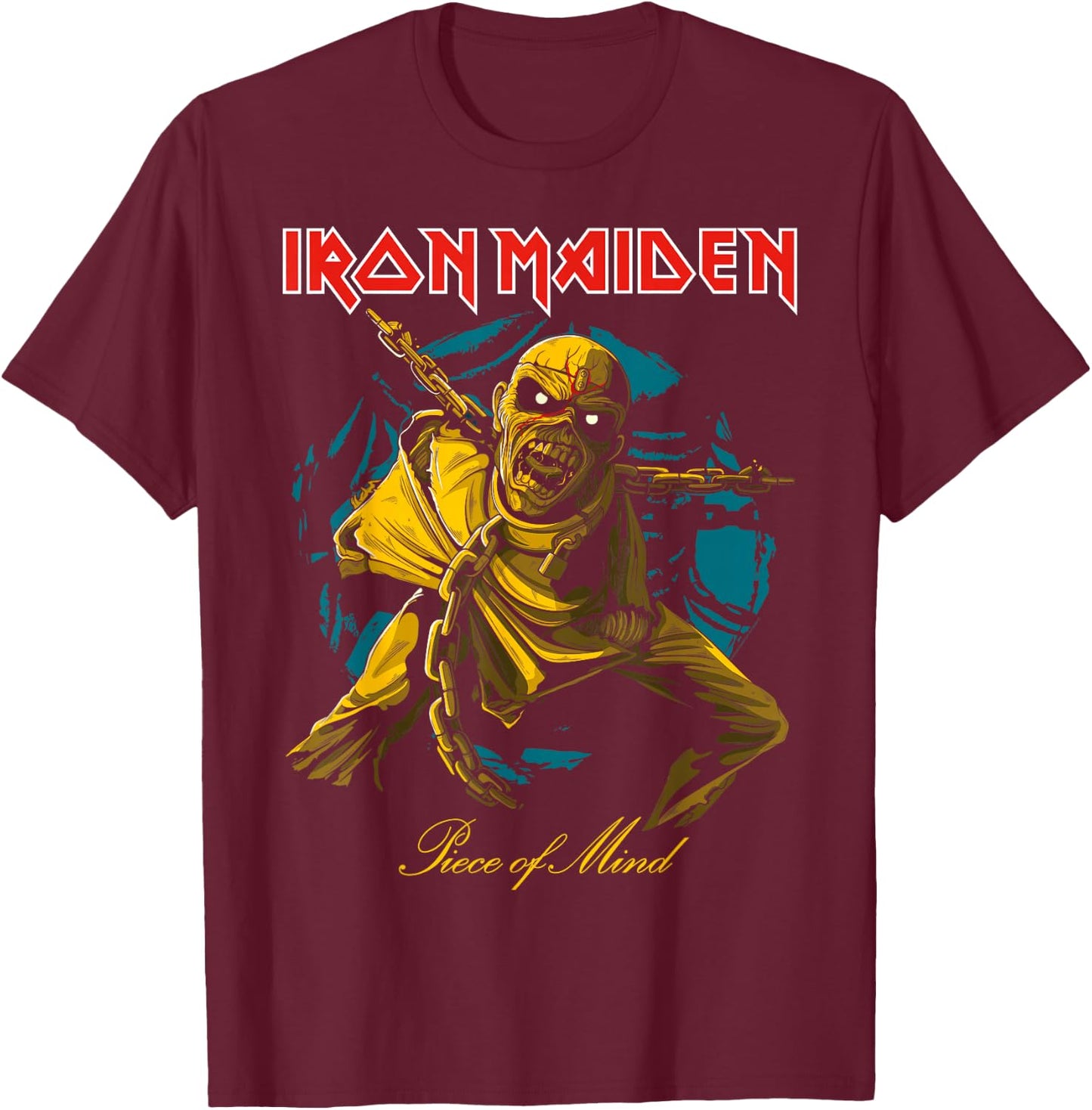 Iron Maiden - POM Gold Eddie T-Shirt - T-Shirt | Maroon