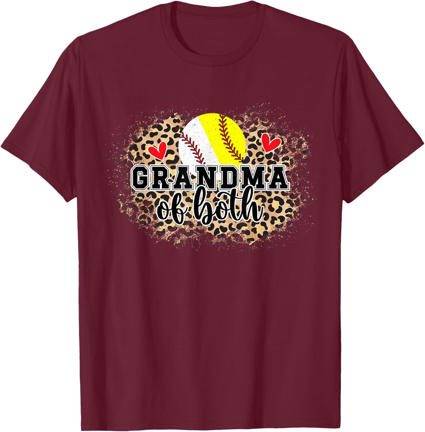 Grandma Of Both Baseball Softball Grandma T-Shirt - T-Shirt | Maroon