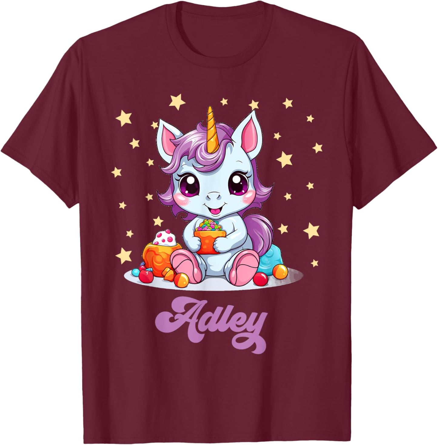Adley Merch Unicorn Design T-Shirt - T-Shirt | Maroon