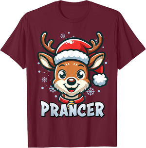 Santa’s Reindeer Prancer Xmas Group Costume T-Shirt - T-Shirt | Maroon