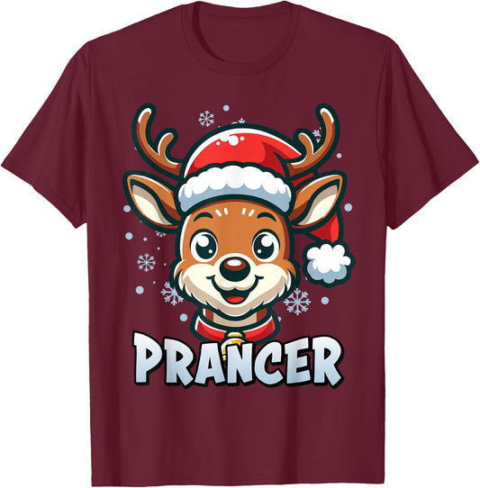 Santa’s Reindeer Prancer Xmas Group Costume T-Shirt - T-Shirt | Maroon