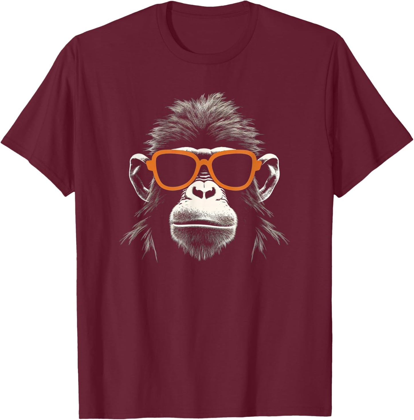 Cool Monkey With Retro Sunglasses Stencil Art Gorilla Face T-Shirt - T-Shirt | Maroon
