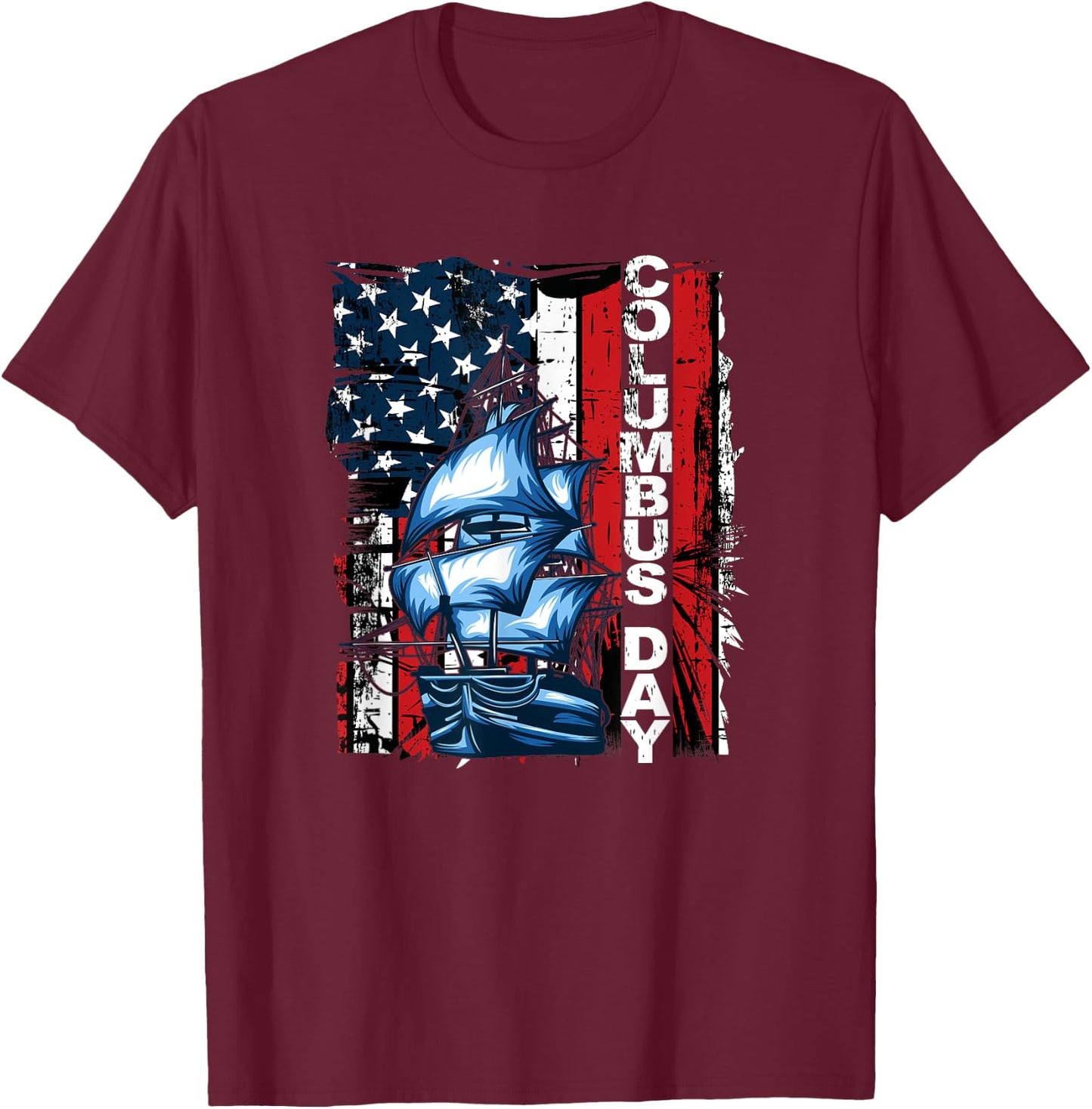 American History Day Christopher Columbus T-Shirt - T-Shirt | Maroon
