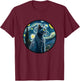 Russian Blue Cat in Starry Night Painting Men Women Kids T-Shirt - T-Shirt | Maroon