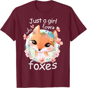 Smiling Fox - Just a Girl Who Loves Foxes T-Shirt - T-Shirt | Maroon