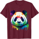 Panda Colorful Pop Art Splash Art Tie Dye Rainbow T-Shirt - T-Shirt | Maroon