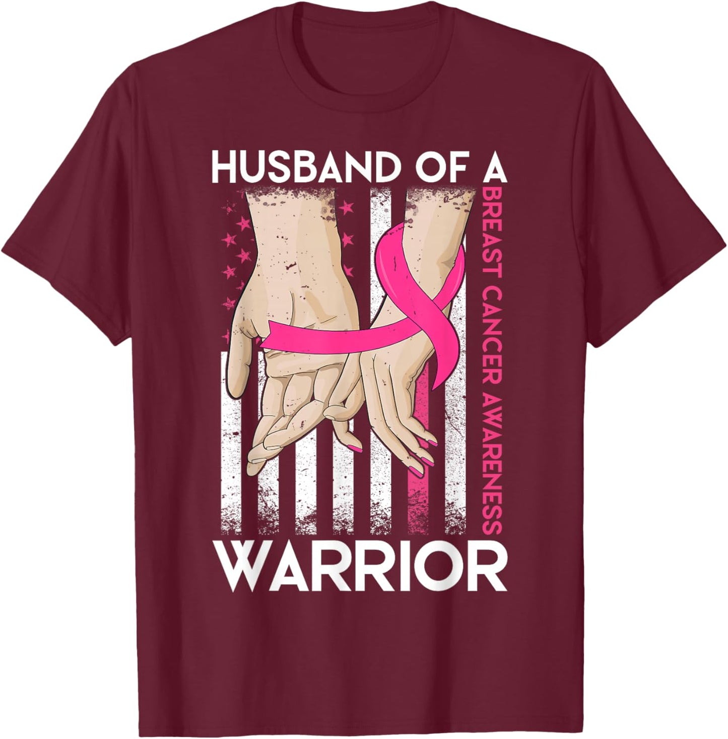 Husband Of A Warrior Breast Cancer Awareness Support Squad T-Shirt - T-Shirt | Maroon