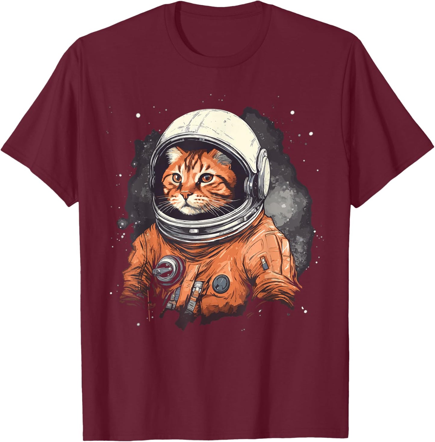 Red Cat In Astronaut Suit In Space Astronaut Cats Men Women Girls Kids T-Shirt - T-Shirt | Maroon