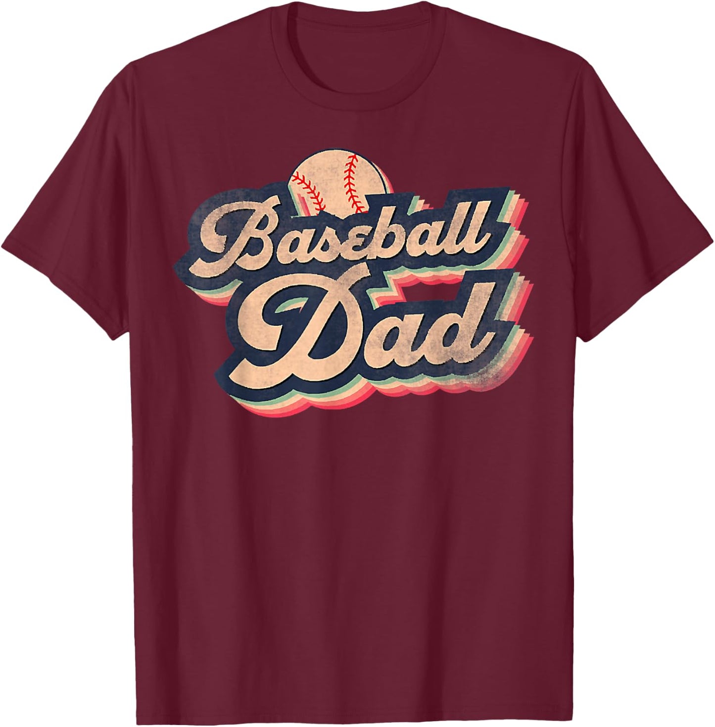 Retro Vintage Baseball Dad, T-Ball Dad, Ball Fathers Day T-Shirt - T-Shirt | Maroon