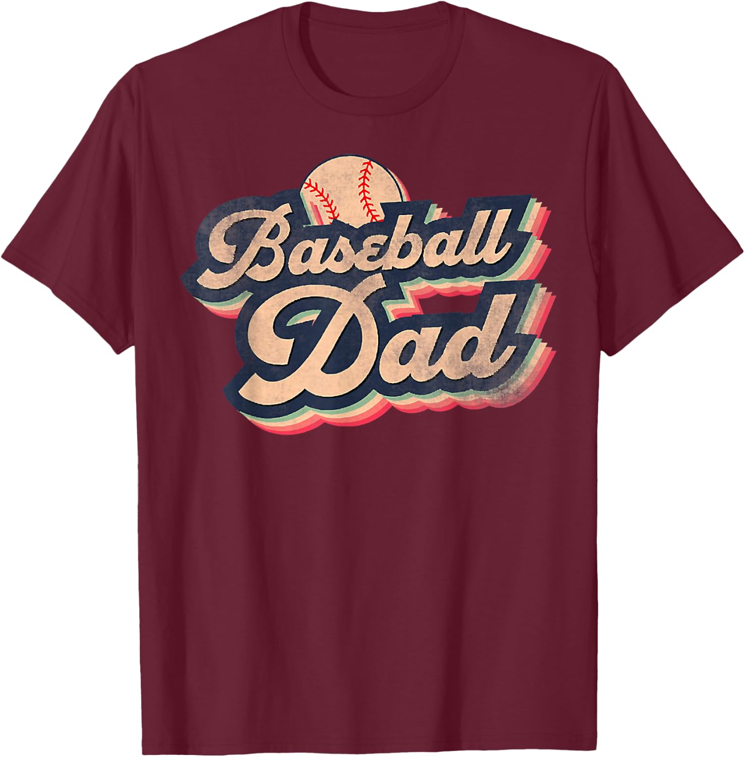 Retro Vintage Baseball Dad, T-Ball Dad, Ball Fathers Day T-Shirt - T-Shirt | Maroon