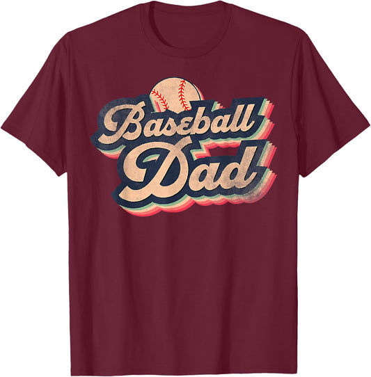 Retro Vintage Baseball Dad, T-Ball Dad, Ball Fathers Day T-Shirt - T-Shirt | Maroon