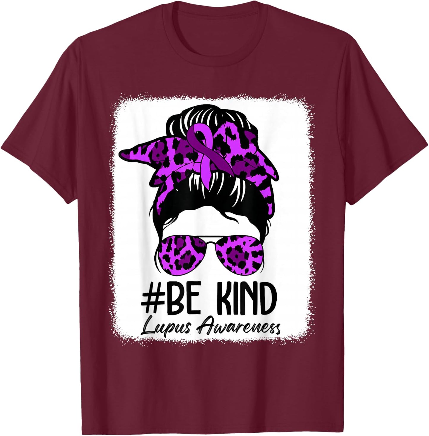 Be Kind Lupus Awareness Messy Bun May We Wear Purple Women T-Shirt - T-Shirt | Maroon