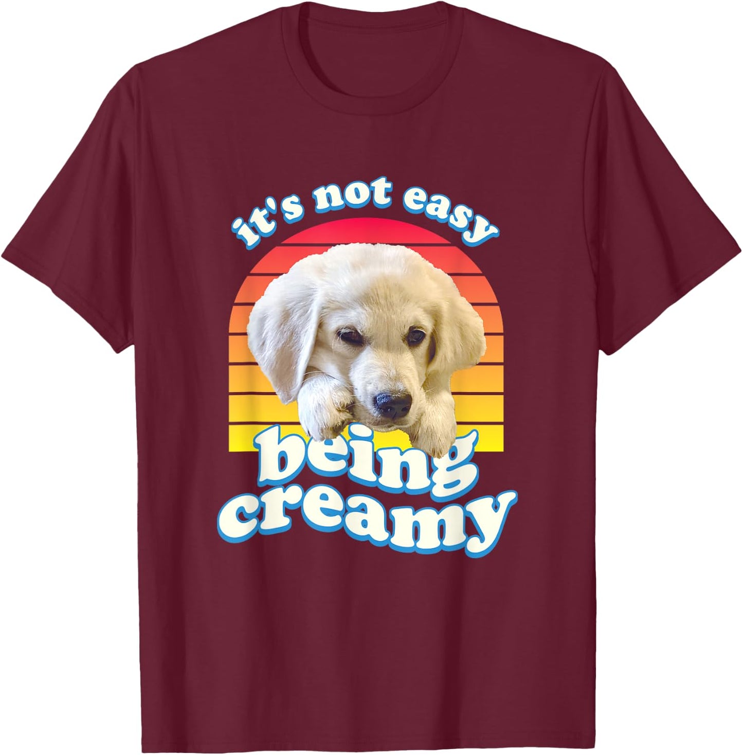 English Cream Golden Retriever Funny ECGR Puppy Vintage 80's T-Shirt - T-Shirt | Maroon