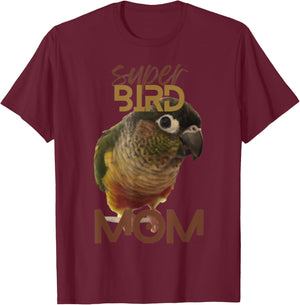 Super Bird Mom Conure Parrot Bird design | Green cheek T-Shirt - T-Shirt | Maroon