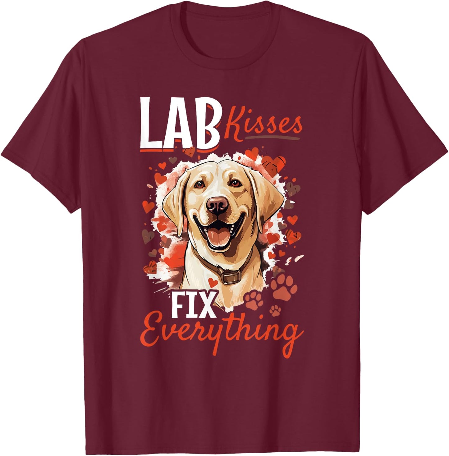 Labrador Dog Breed Pet - Lab kisses fix everything T-Shirt - T-Shirt | Maroon