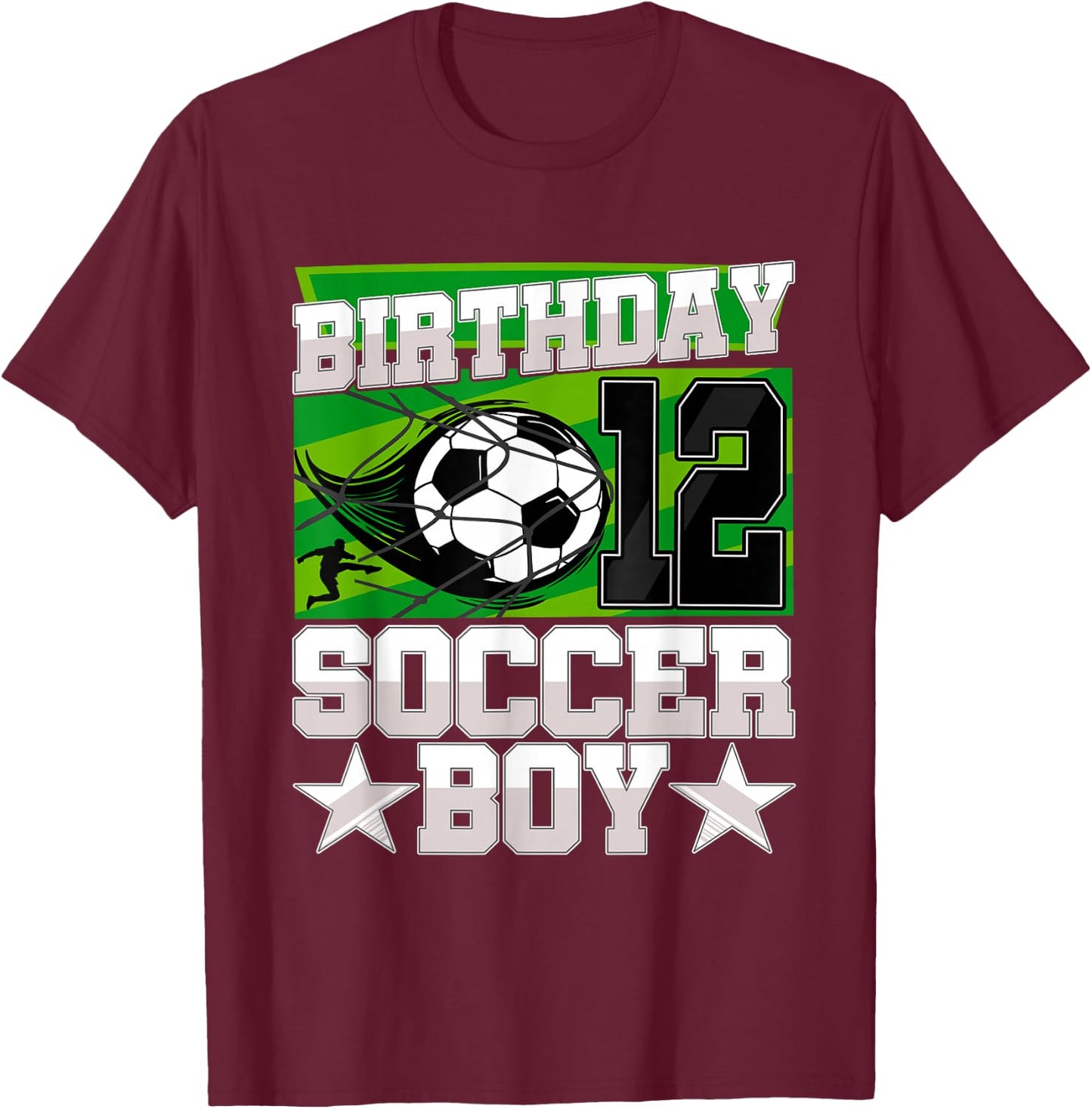 Soccer Birthday Party - 12th Birthday Boy 12 Years Old T-Shirt - T-Shirt | Maroon