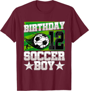 Soccer Birthday Party - 12th Birthday Boy 12 Years Old T-Shirt - T-Shirt | Maroon