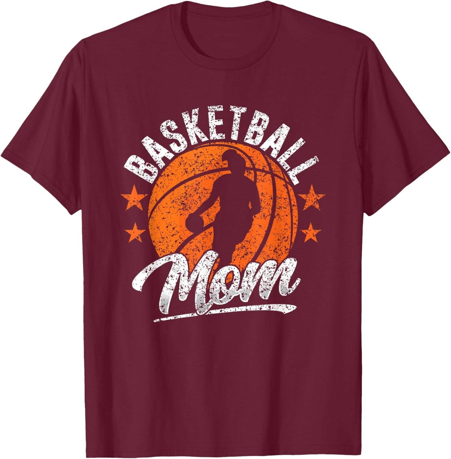 Basketball Mom Coach Match Player Team Mother Mommy Mama T-Shirt - T-Shirt | Maroon