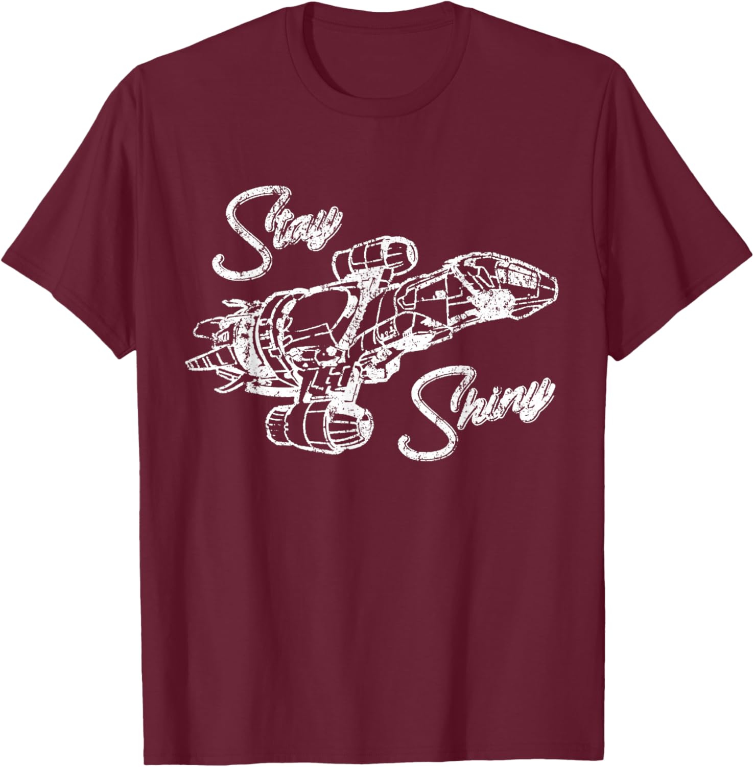 Shiny Since 2002 Vintage Firefly Serenity Black & White T-Shirt - T-Shirt | Maroon