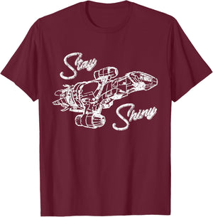Shiny Since 2002 Vintage Firefly Serenity Black & White T-Shirt - T-Shirt | Maroon