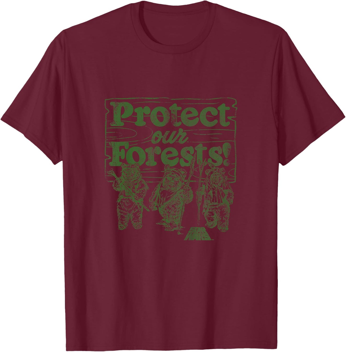 Kids Star Wars Classic Protect Our Forests Vintage Ewok Fighters T-Shirt - T-Shirt | Maroon