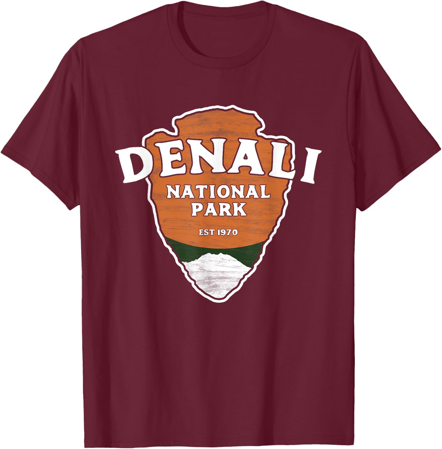 Denali National Park Classic Style Arrowhead Sign T-Shirt - T-Shirt | Maroon