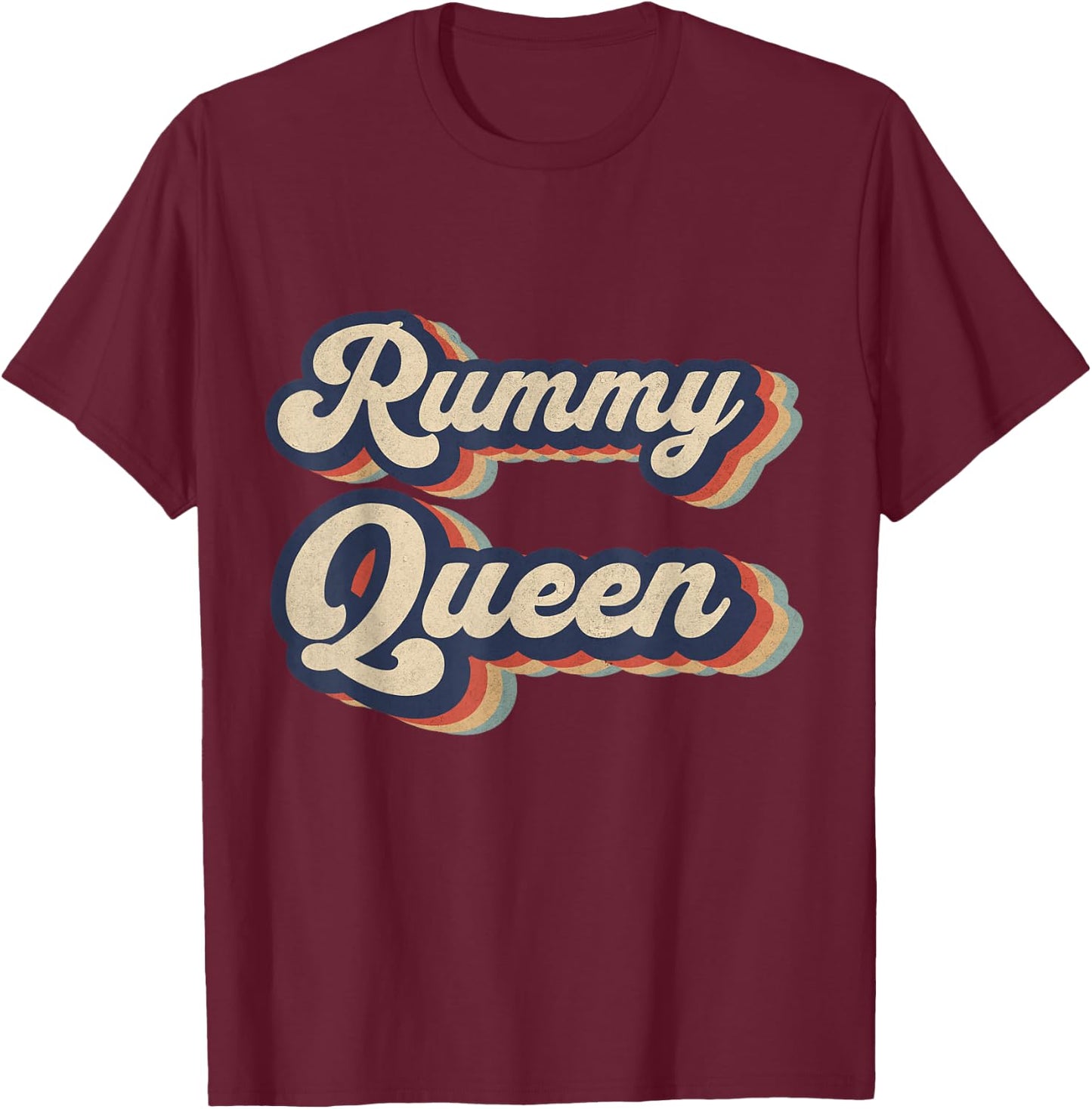 Rummy Queen Vintage Design Funny Rummy Card Game T-Shirt - T-Shirt | Maroon