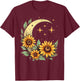 Floral Moon Sunflower on Celestial Sunflower Lunar T-Shirt - T-Shirt | Maroon