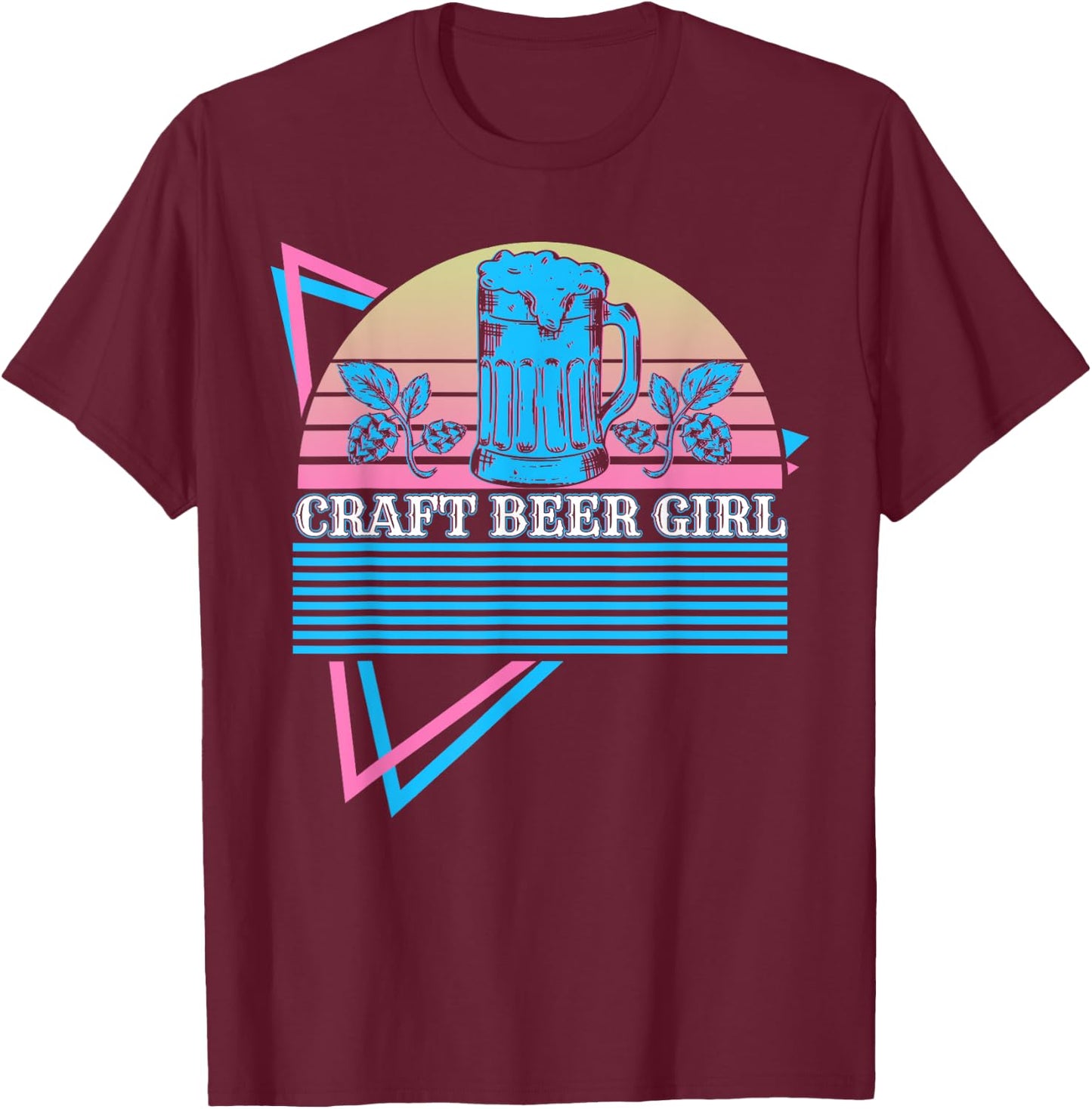 Craft Beer Girl Retro Craft Beer Girl T-Shirt - T-Shirt | Maroon
