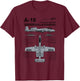 A-10 Thunderbolt II Warthog Military Jet Spec Diagram T-Shirt - T-Shirt | Maroon