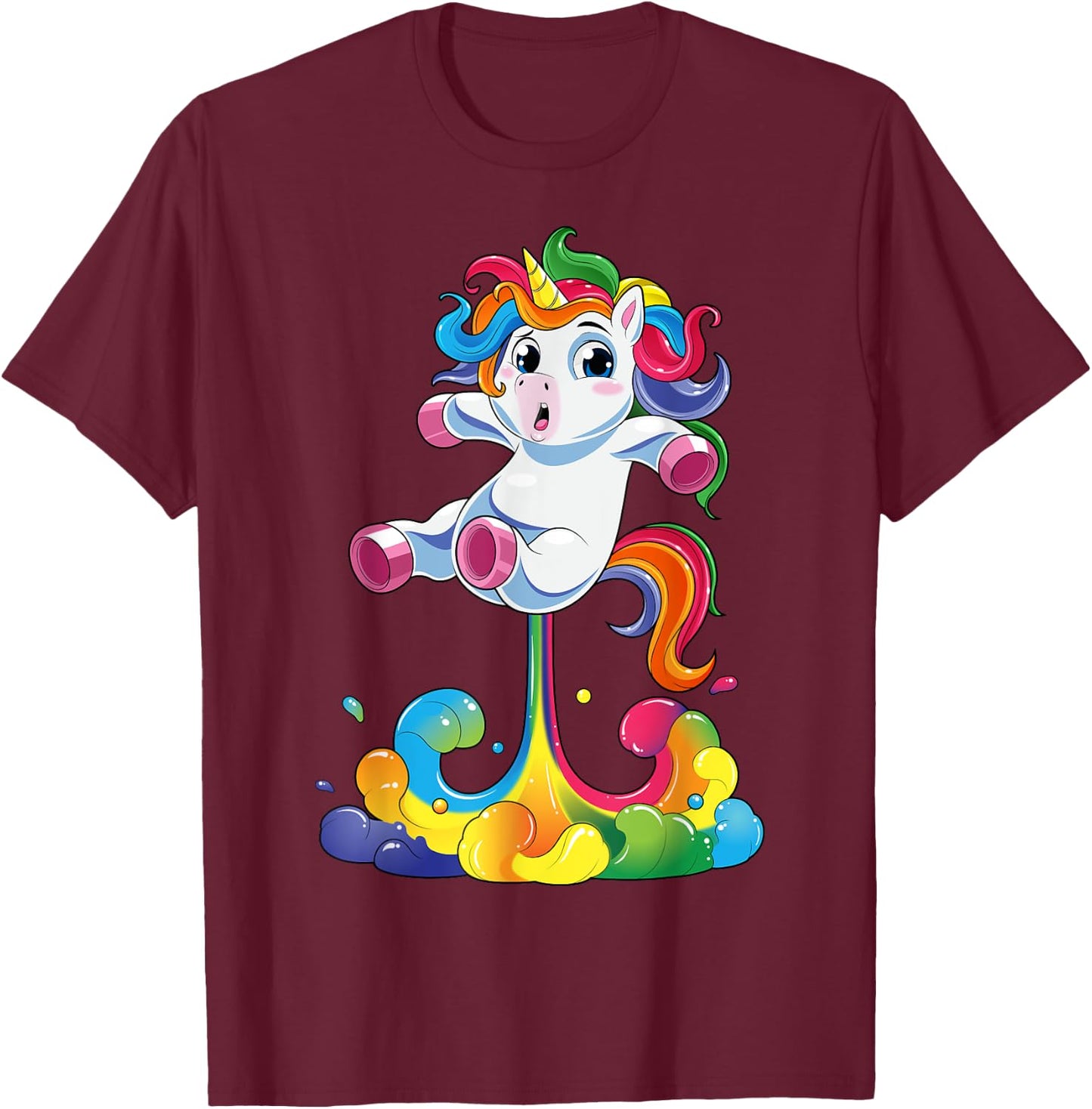Unicorn Shirt Funny Magical Fart Unicorn Farting Rainbow T-Shirt - T-Shirt | Maroon