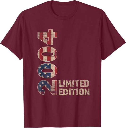 21th Birthday Gift men Vintage born 2004 turning 21 Year Old T-Shirt - T-Shirt | Maroon