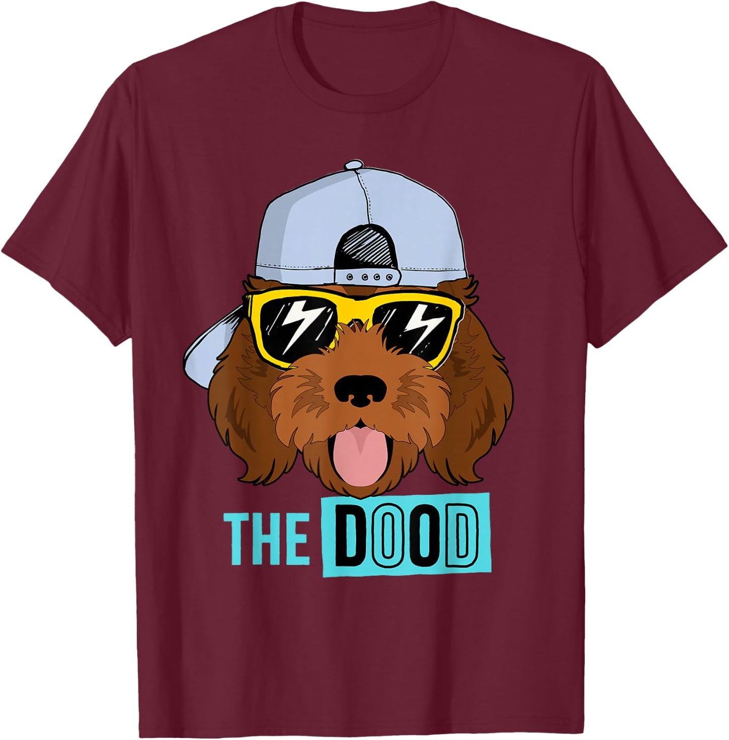 Chocolate Golden Doodle Dog, The Dood Brown Gooldendoodle T-Shirt - T-Shirt | Maroon
