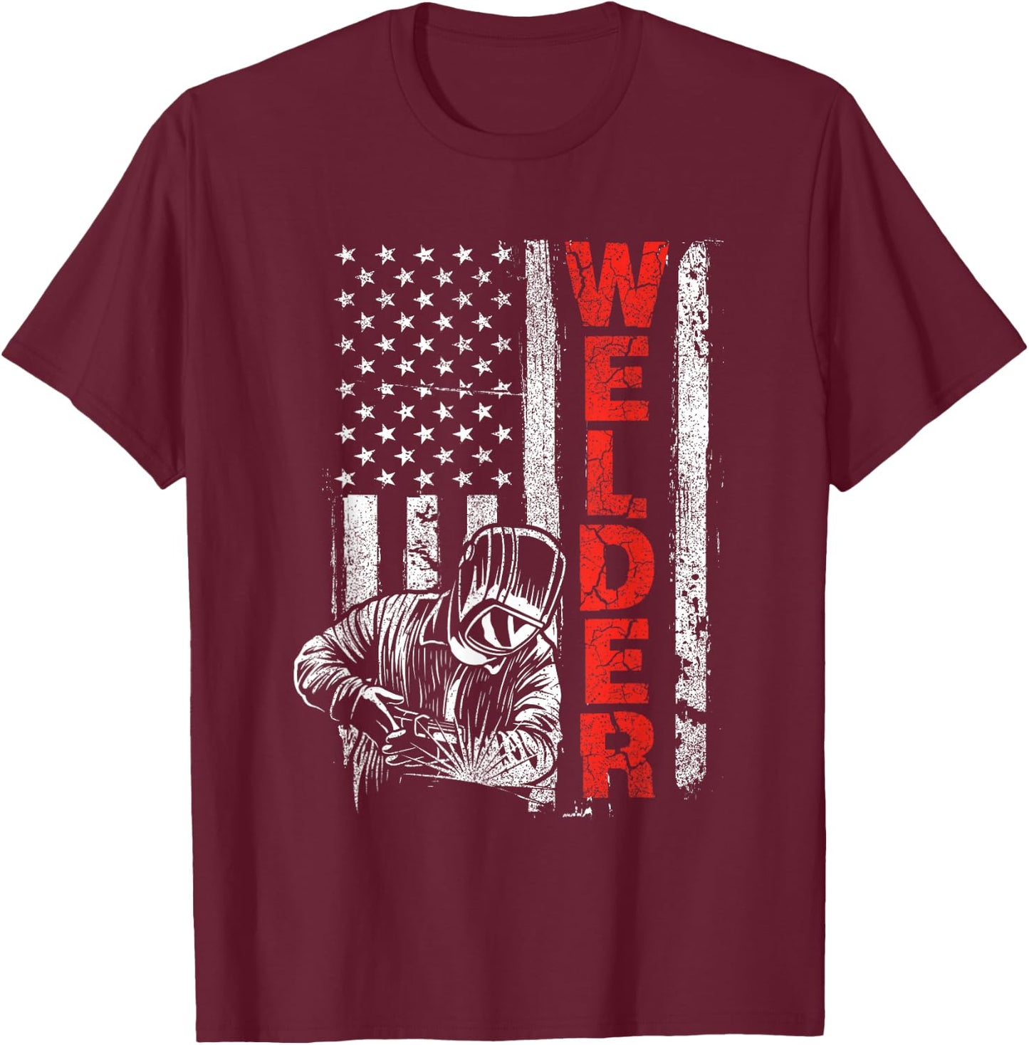 Welder - USA American Welding Worker Metalworking Lover Small T-Shirt - T-Shirt | Maroon