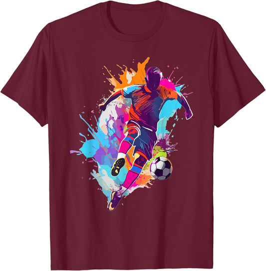 Soccer player Paint splash T-Shirt - T-Shirt | Maroon