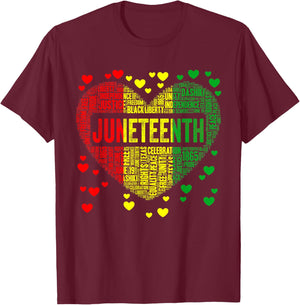 Black History Heart Juneteenth Melanin African American T-Shirt - T-Shirt | Maroon