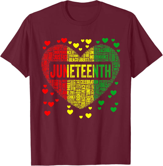Black History Heart Juneteenth Melanin African American T-Shirt - T-Shirt | Maroon