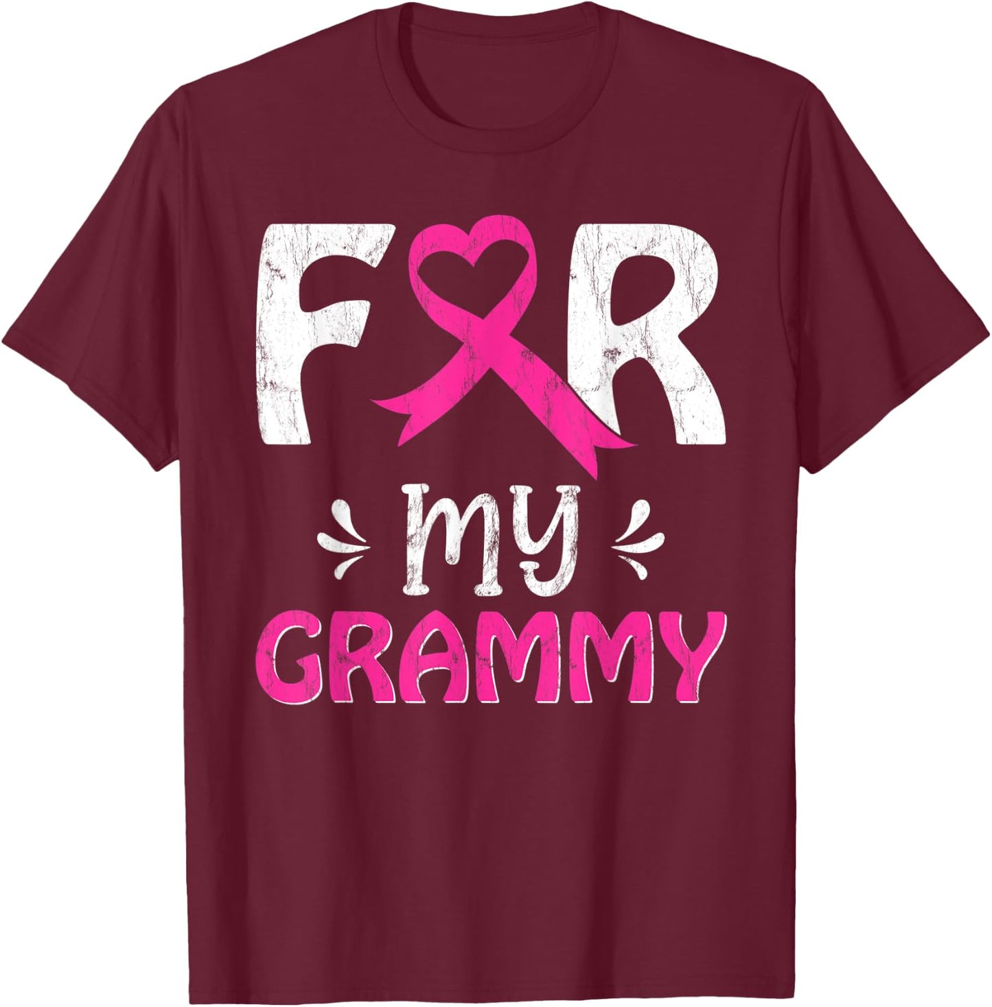 Pink Ribbon For My Grammy Breast Cancer Awareness Day T-Shirt - T-Shirt | Maroon