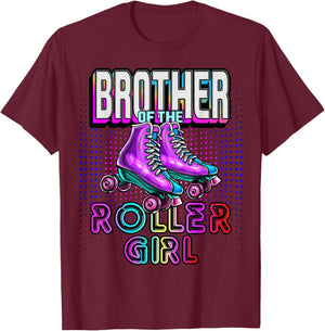 Brother Roller Girl Roller Skating Birthday Matching Family T-Shirt - T-Shirt | Maroon