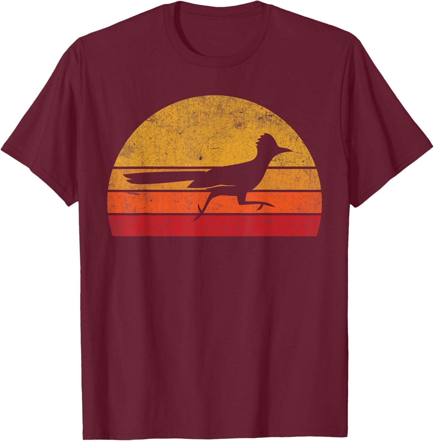 Vintage Roadrunner Lover Retro Art Animal T-Shirt - T-Shirt | Maroon