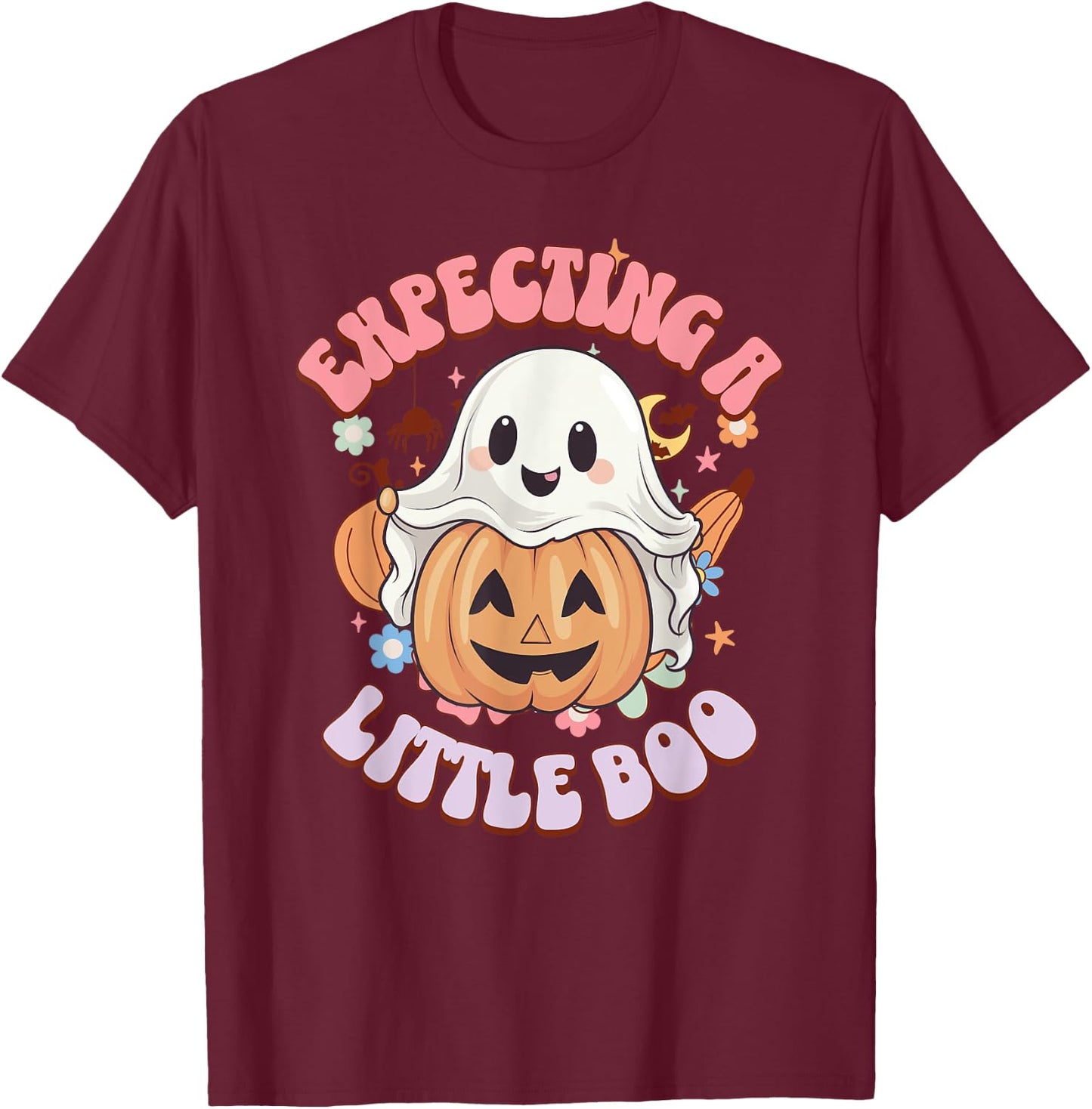 Halloween Pregnancy Mom To Be Expecting Little Boo T-Shirt - T-Shirt | Maroon