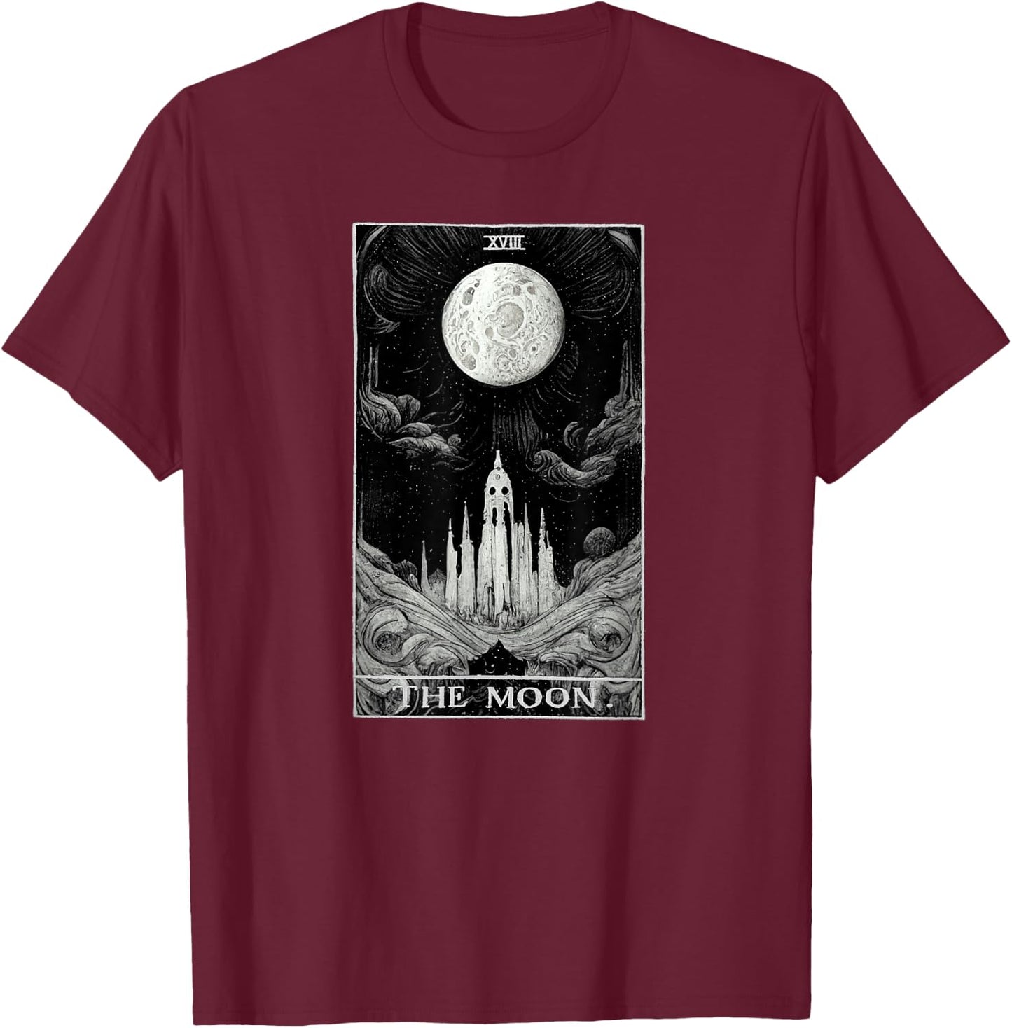 Occult The Moon Tarot Card Witchcraft Vintage Gothic T-Shirt - T-Shirt | Maroon