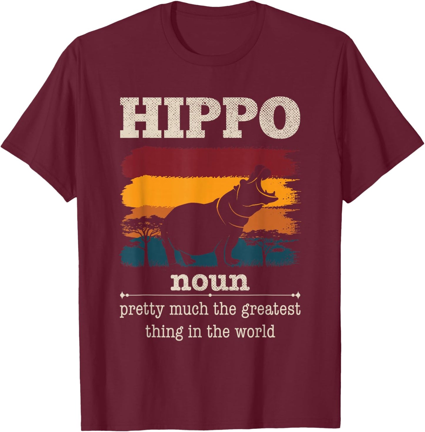 Funny Hippo Definition Cool Hippo Animals Humor Hippopotamus T-Shirt - T-Shirt | Maroon