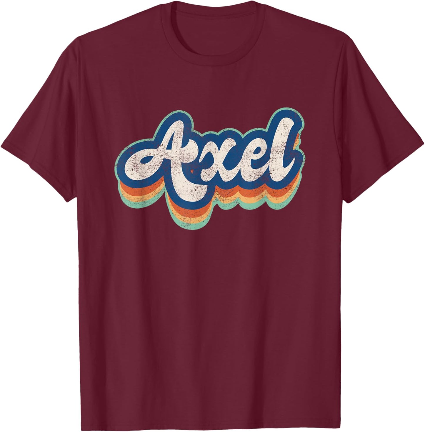 Axel First Name Boy Vintage Style 70s 80s Personalized T-Shirt - T-Shirt | Maroon