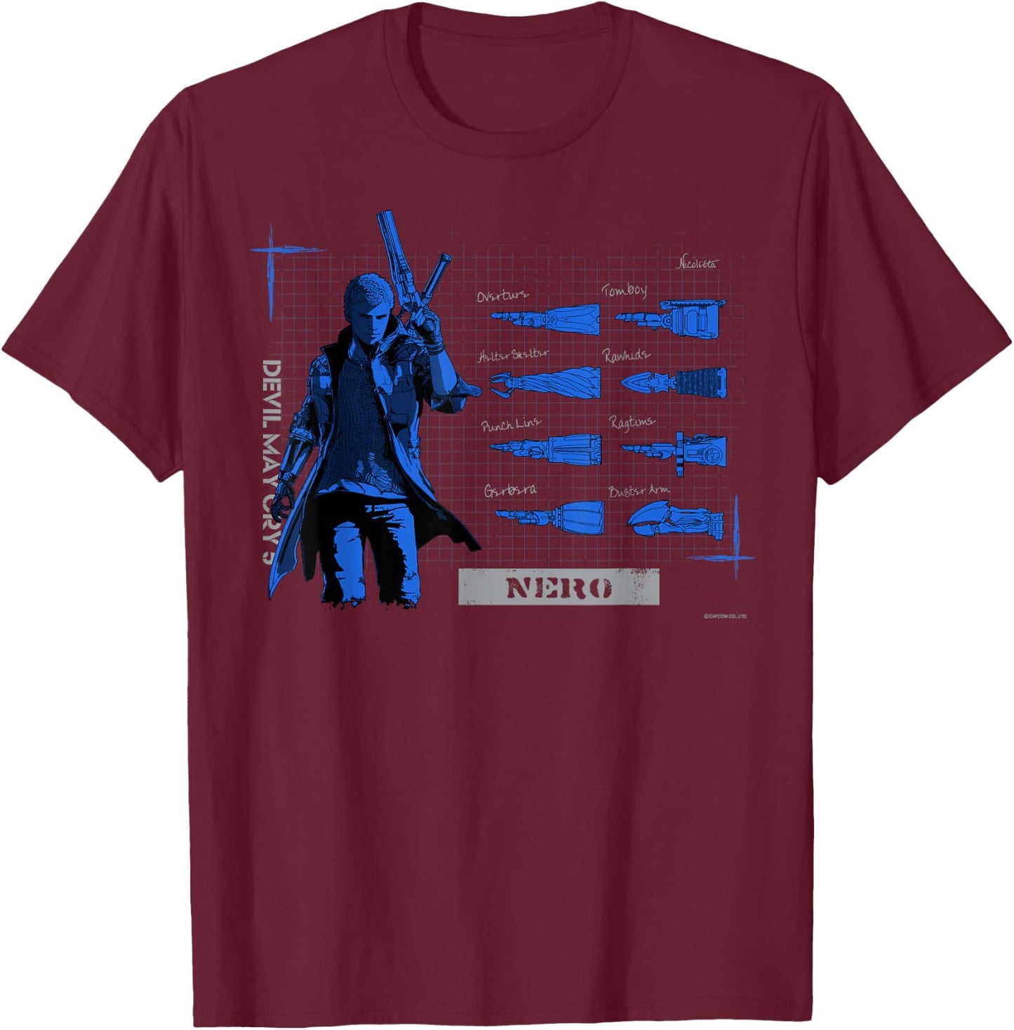 Devil May Cry 5 Nero T-Shirt - T-Shirt | Maroon