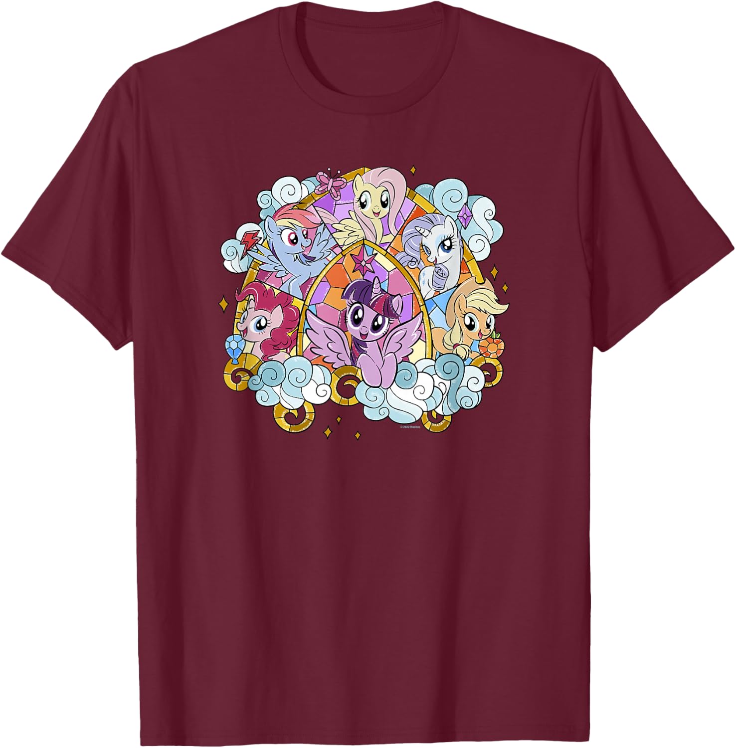 My Little Pony: Friendship is Magic Stained Glass Pony Group T-Shirt - T-Shirt | Maroon