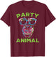 Cute Chimpanzee Party Animal Lover Colorful Monkey T-Shirt - T-Shirt | Maroon
